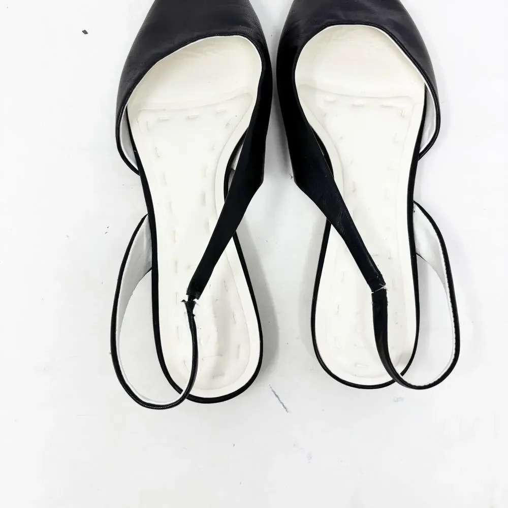 Franco Sarto A-Riva Black Leather Sling Back Pointy Toe Ballet Flat Womens 8.5 - Picture 3 of 10